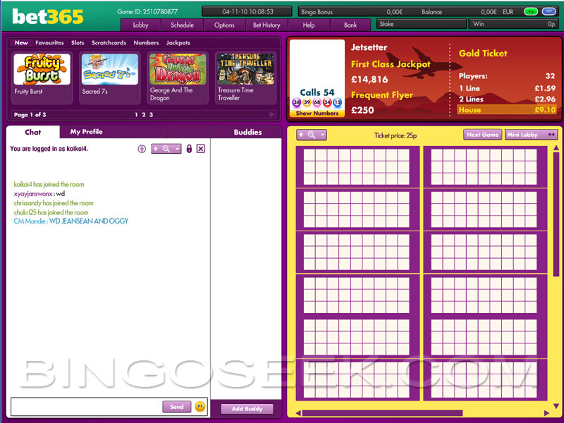 bet365 Bingo Lobby
