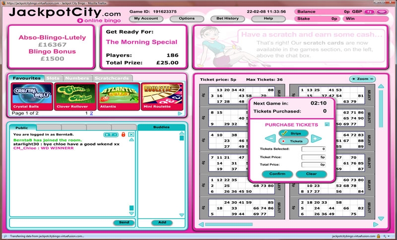 Jackpot City Bingo Lobby