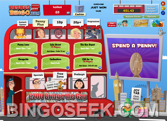 Red Bus Bingo Lobby
